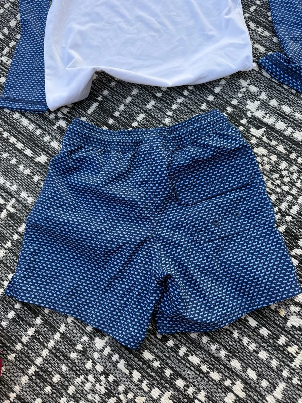 Vineyard Vines Boys Blue White Rash Guard & Swim Shorts Set